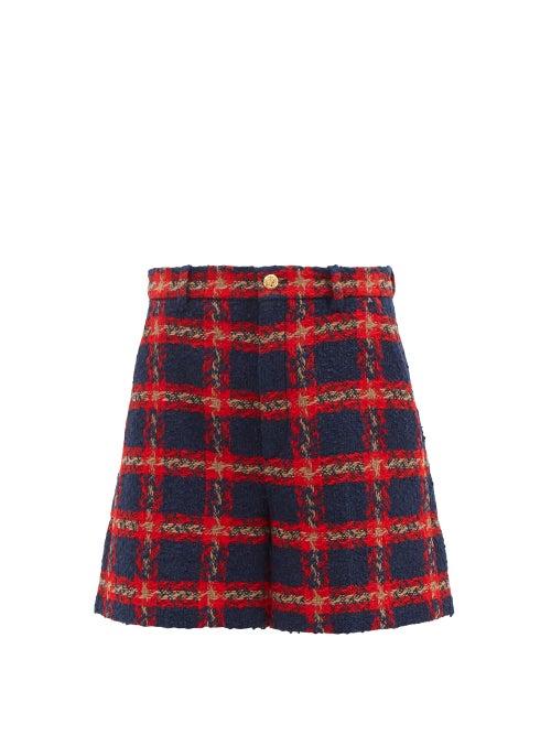 Gucci - Checked Tweed Shorts - Womens - Red Multi