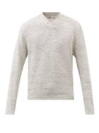 Inis Mein - Hurler V-neck Linen Sweater - Mens - Grey