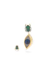 Begum Khan - Mismatched Scarab & Eye Gold-plated Earrings - Womens - Multi