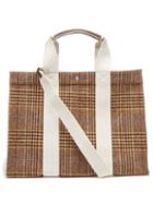 Rue De Verneuil - Tote Xl Checked Wool-blend Flannel Tote Bag - Womens - Beige Multi