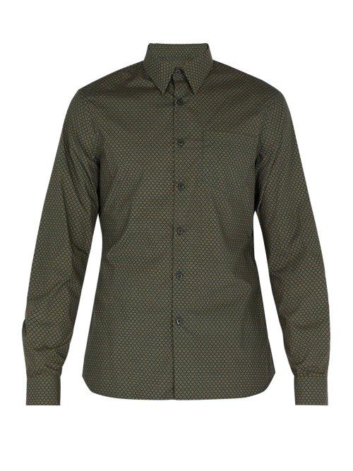 Matchesfashion.com Prada - Floral Print Cotton Shirt - Mens - Green Multi