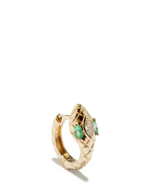 Ladies Fine Jewellery Jacquie Aiche - Emerald Eyes Diamond & 14kt Gold Single Earring - Womens - Green Gold