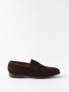 Crockett & Jones - Sydney Suede Loafers - Mens - Dark Brown
