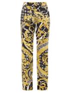 Matchesfashion.com Versace - Baroque Print Cotton Blend Jeans - Mens - Black Gold