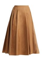 Matchesfashion.com Rochas - Pleated Faille Skirt - Womens - Light Brown