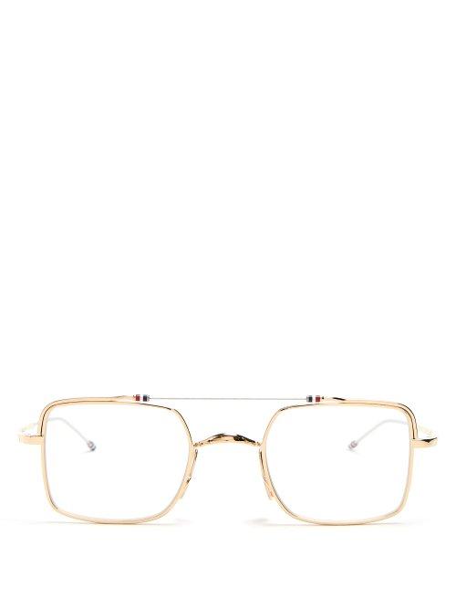 Matchesfashion.com Thom Browne - Aviator Frame Glasses - Mens - Gold