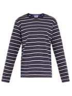 Matchesfashion.com Junya Watanabe - Striped Cotton Jersey Long Sleeved Top - Mens - Navy Multi