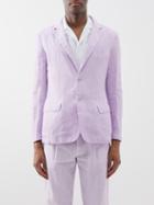 120 Lino 120% Lino - Single-breasted Linen-hopsack Jacket - Mens - Pink