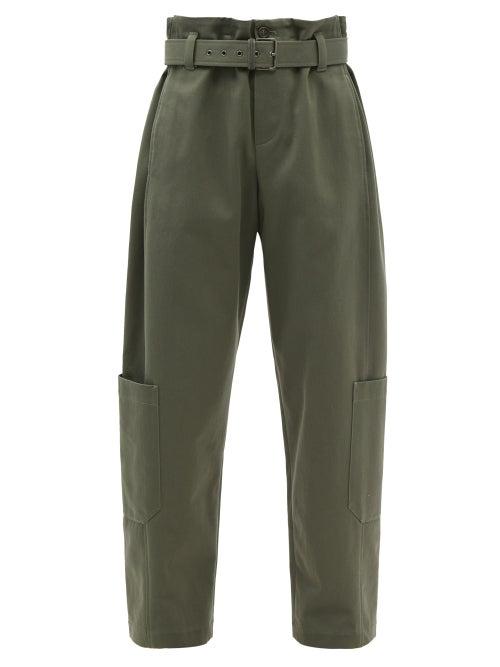 Ladies Rtw Brunello Cucinelli - Belted Cotton-twill Cargo Trousers - Womens - Khaki
