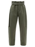 Ladies Rtw Brunello Cucinelli - Belted Cotton-twill Cargo Trousers - Womens - Khaki