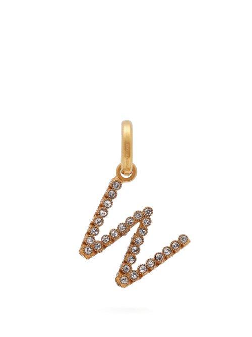 Matchesfashion.com Burberry - W Crystal Embellished Letter Charm - Womens - Crystal