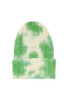 The Elder Statesman - Hot Bunny Tie-dye Cashmere Beanie Hat - Womens - Green White