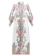 Matchesfashion.com Zimmermann - Ninety Six Paisley Print Shirtdress - Womens - Pink Print