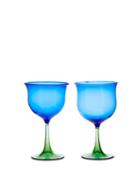 Matchesfashion.com Campbell-rey - X Laguna B Set Of Two Cosima Wine Glasses - Blue Multi