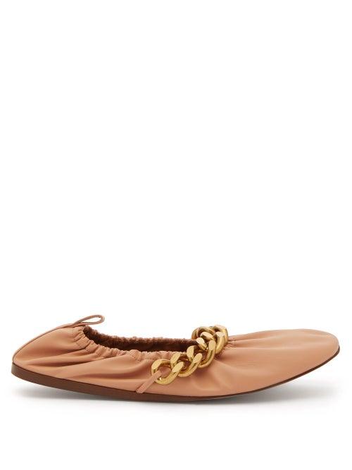 Ladies Shoes Stella Mccartney - Falabella Chain Faux Leather Ballet Flats - Womens - Light Pink