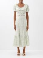 Loveshackfancy - Stassie Floral-print Cotton-blend Dress - Womens - White Print