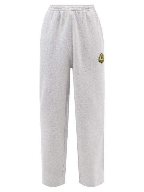 Balenciaga - Logo-embroidered Cotton-jersey Track Pants - Mens - Grey
