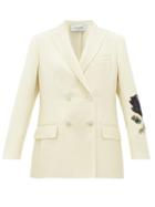 Matchesfashion.com Valentino - Cosmos Rose Double Breasted Wool Jacket - Womens - White Multi