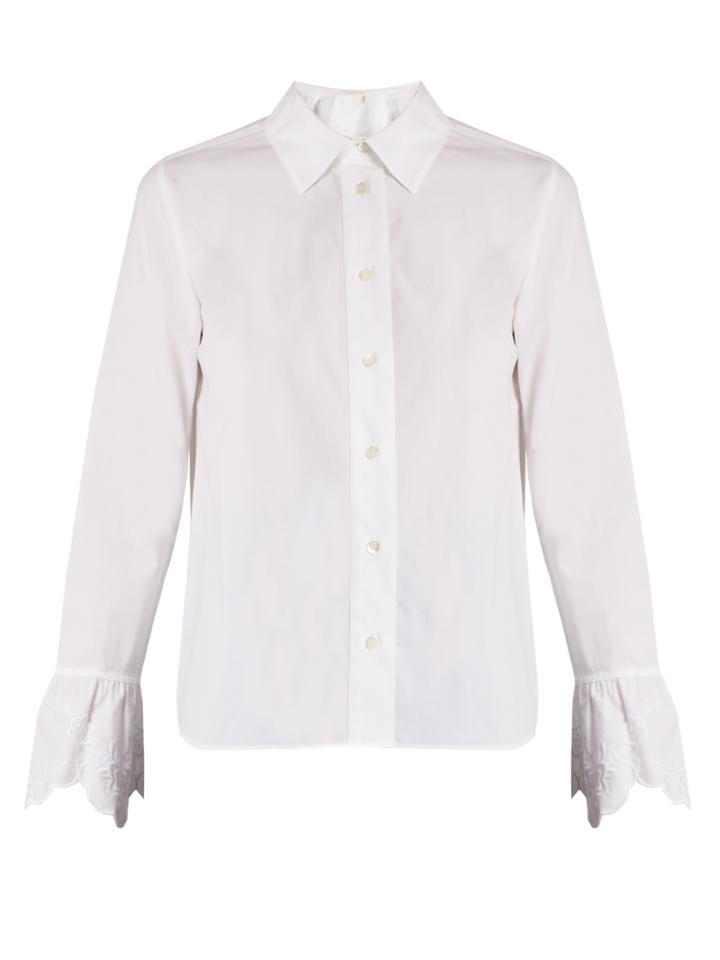 See By Chloé Embroidered-cuff Cotton-poplin Shirt