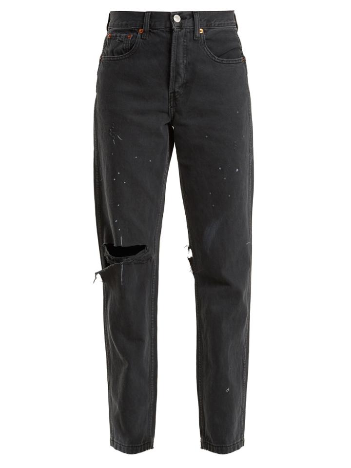 Re/done Originals Grunge High-rise Straight-leg Distressed Jeans