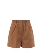 The Frankie Shop - Lui Organic Cotton-poplin Boxer Shorts - Womens - Brown