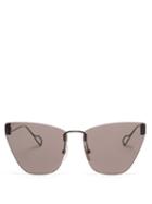 Matchesfashion.com Balenciaga - Cat-eye Metal Sunglasses - Womens - Black Grey