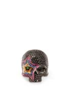 Matchesfashion.com Lynn Ban - Cosmic Sapphire & Rhodium Plated Skull Ring - Womens - Black
