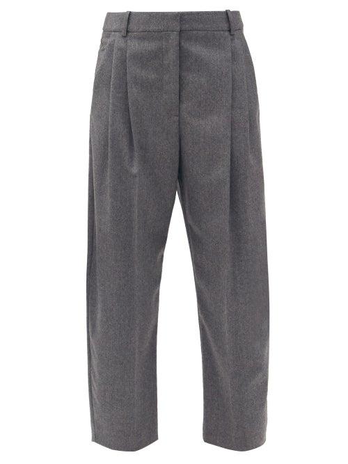 Matchesfashion.com Stella Mccartney - Dawson Front-pleated Wool-flannel Trousers - Womens - Grey