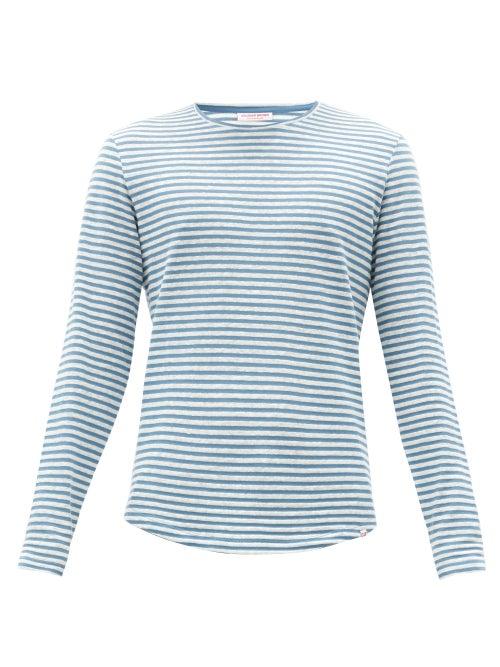 Matchesfashion.com Orlebar Brown - Ob-t Cotton-blend Long-sleeved T-shirt - Mens - Blue White