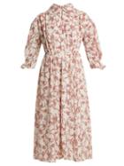 Matchesfashion.com Emilia Wickstead - Narmina Floral Print Point Collar Crepe Dress - Womens - Red White