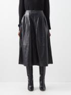 Cefinn - Saffron Stitched-pleat Leather Skirt - Womens - Black