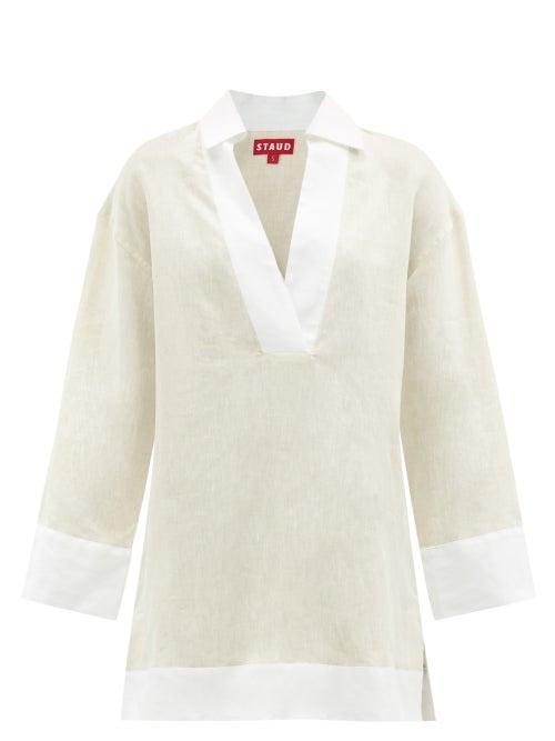 Staud - Enzo Linen Tunic Dress - Womens - Beige