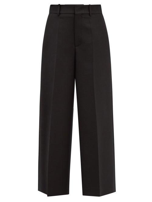 Valentino - High-rise Wool-blend Straight-leg Trousers - Womens - Black