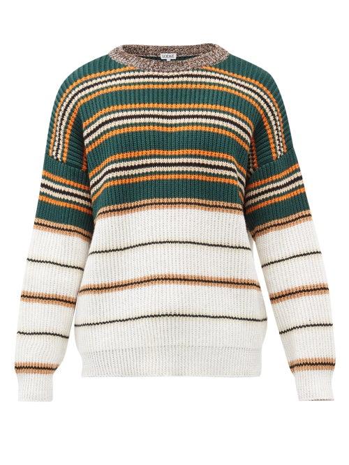 Matchesfashion.com Loewe - Striped Cotton-blend Jersey Sweater - Mens - Multi