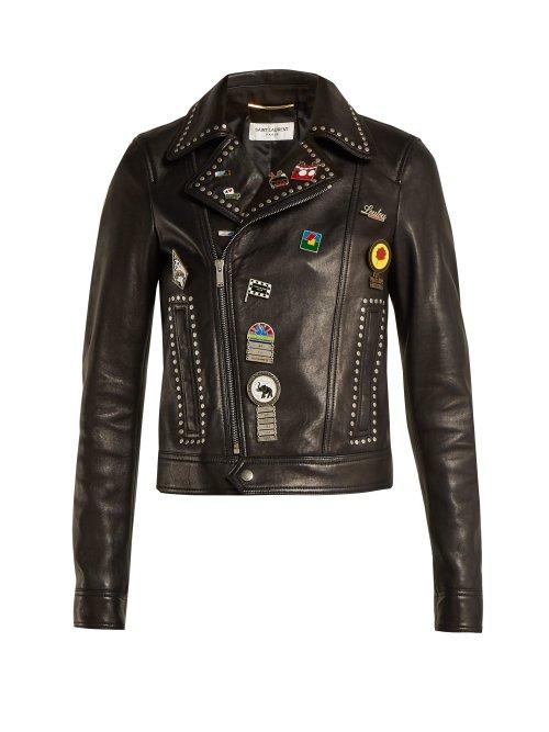 Matchesfashion.com Saint Laurent - Motorcycle Leather Jacket - Womens - Black Multi