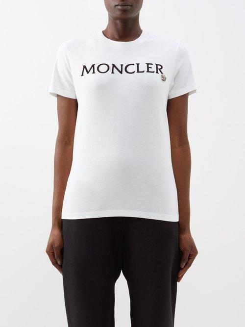 Moncler - Logo-embroidered Cotton-jersey T-shirt - Womens - White