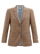 Gucci - Single-breasted Houndstooth Wool Jacket - Womens - Brown Multi