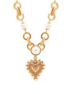 Matchesfashion.com Dolce & Gabbana - Faux Pearl And Crystal Embellished Necklace - Womens - Gold