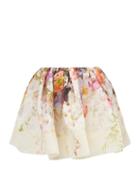 Zimmermann - Prima Floral-print Gathered Mini Skirt - Womens - Ivory Multi