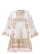 Matchesfashion.com Juliet Dunn - Tiered Floral Block-printed Cotton Dress - Womens - Pink White