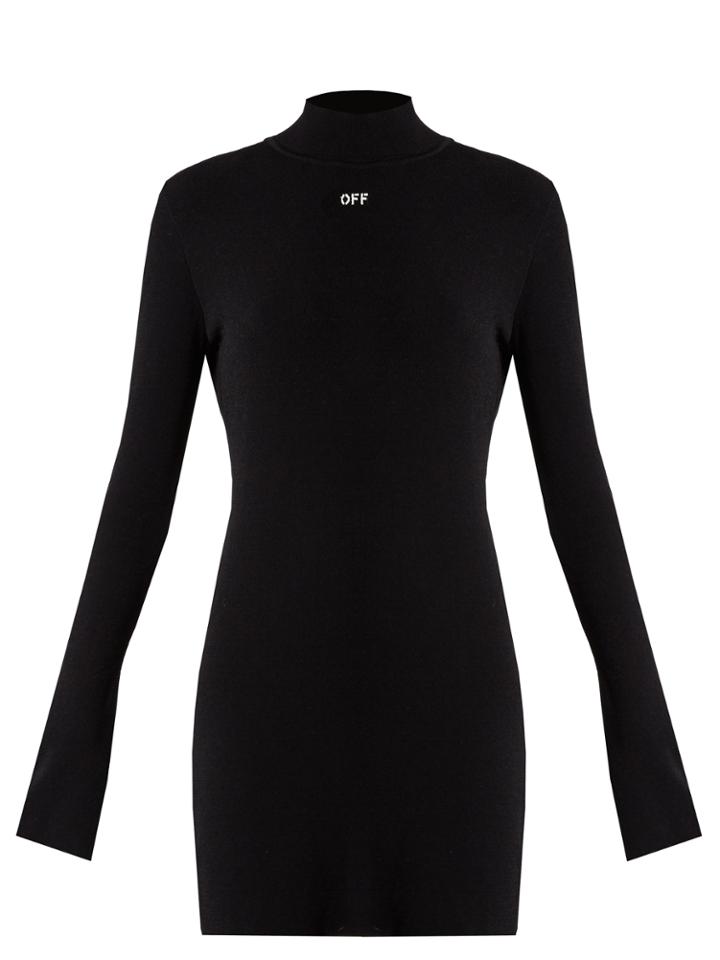 Off-white High-neck Backless Fine-knit Dress