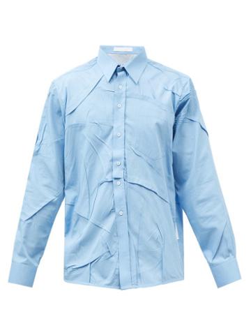 Bianca Saunders - Misfit Creased Cotton-poplin Shirt - Mens - Blue