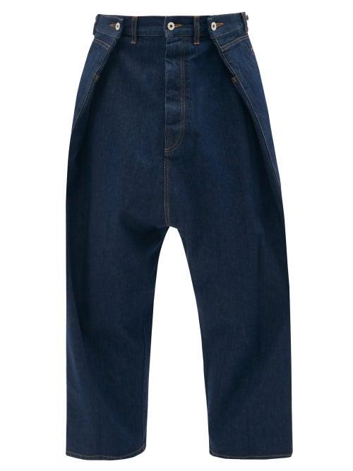 Loewe - Cropped Front-pleat Wide-leg Jeans - Mens - Blue