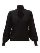 Matchesfashion.com Chlo - Cutout-neck Wool Sweater - Womens - Black