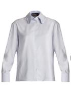 Rochas Ruffled-collar Striped Silk Shirt