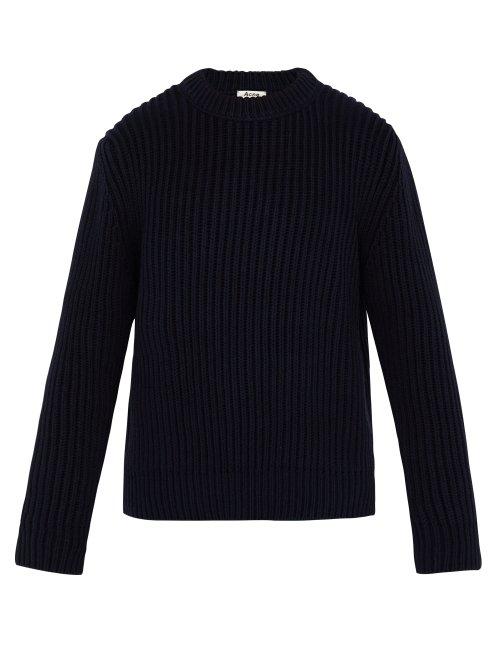 Matchesfashion.com Acne Studios - Keene Chunky Ribbed Knit Wool Blend Sweater - Mens - Navy