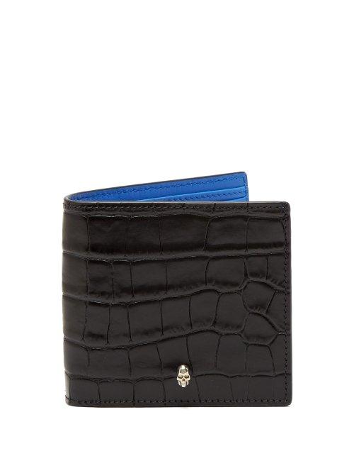 Matchesfashion.com Alexander Mcqueen - Skeleton Embellished Bi Fold Leather Wallet - Mens - Black
