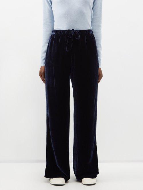 Le Kasha - Camusfa Drawstring Velvet Trousers - Womens - Dark Navy