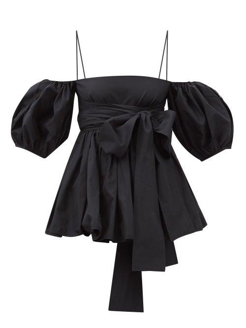 Cecilie Bahnsen - Fallon Puff-sleeve Cotton Top - Womens - Black