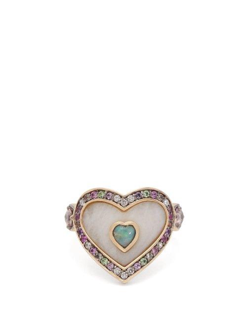 Matchesfashion.com Noor Fares - Anahata 18kt Gold, Agate, Opal & Sapphire Ring - Womens - Multi